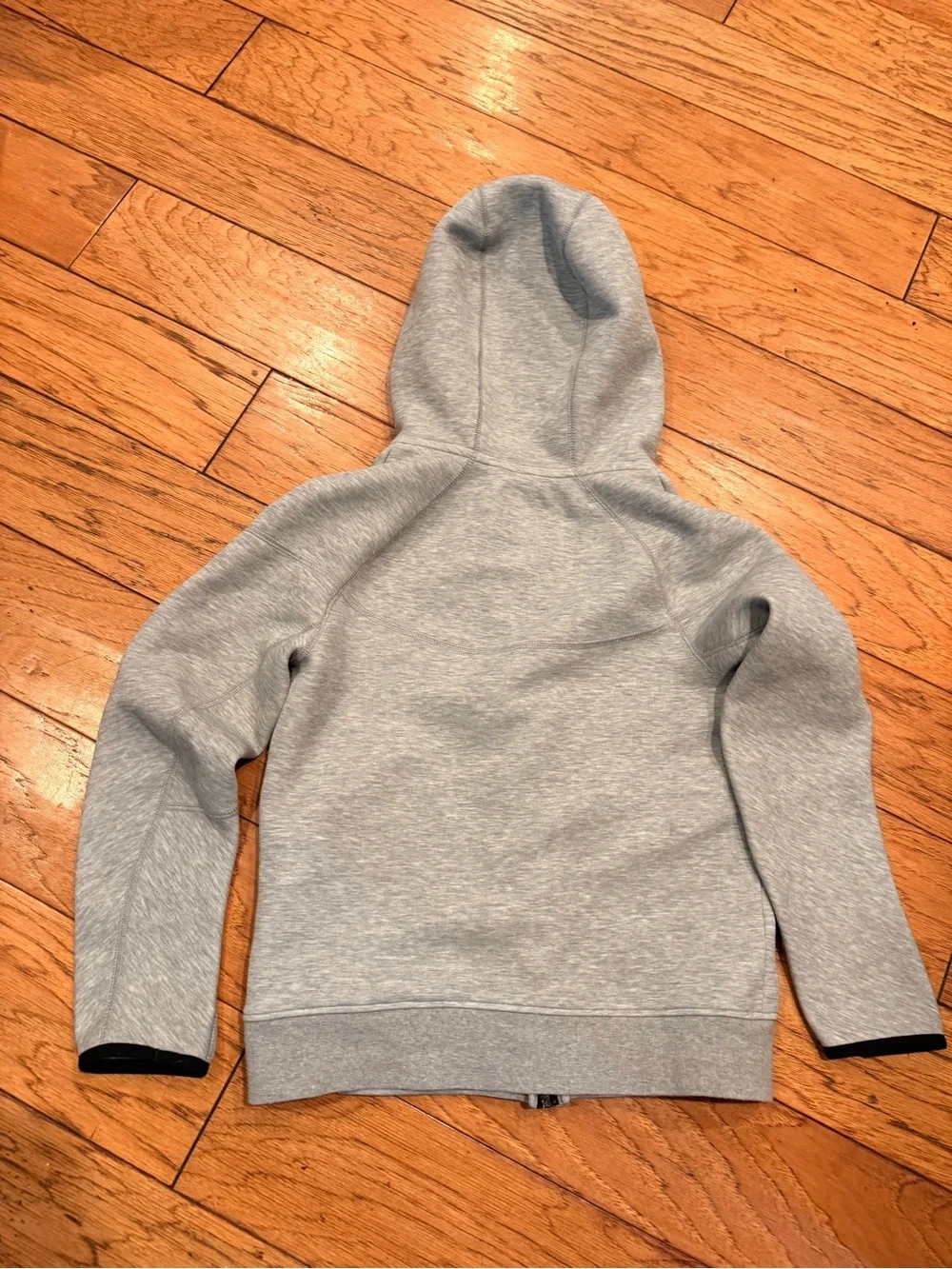 Nike Tech Light Grey Full-Zip Hooded Jacket with Black Accents